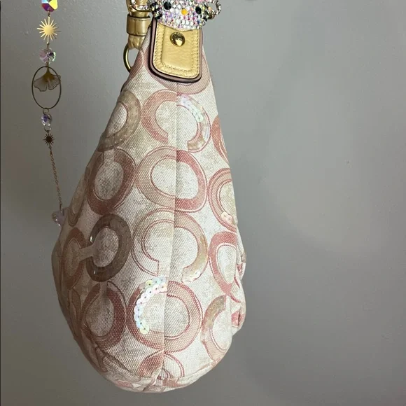 Coach Kristen Pink and Cream Sequin Shoulder Bag - Picture 6 of 15